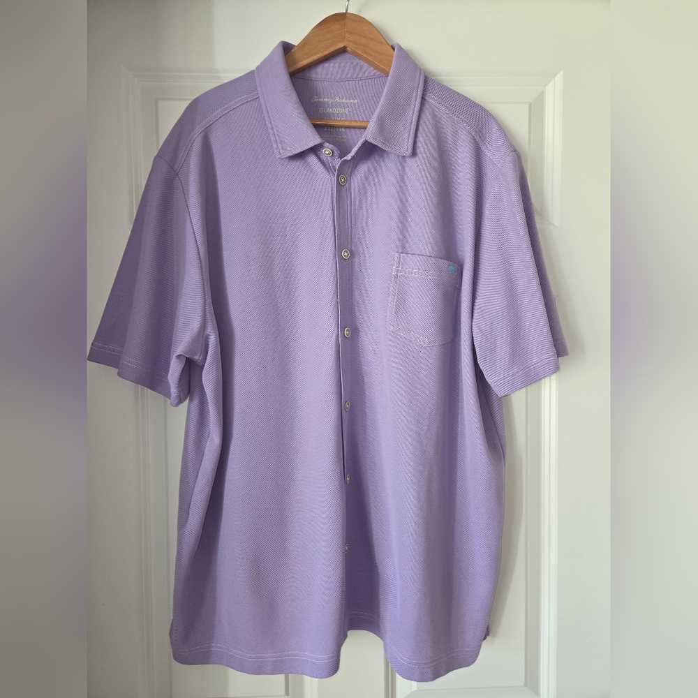 Tommy Bahama Light Purple IslandZone Supima XXL Casual Button Down Camp Shirt